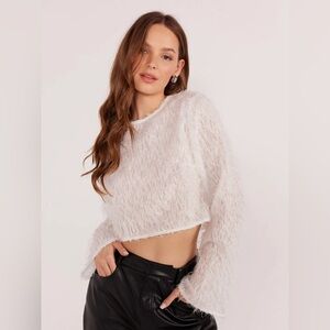 MinkPink Ivory Yuki Bell Sleeve Top